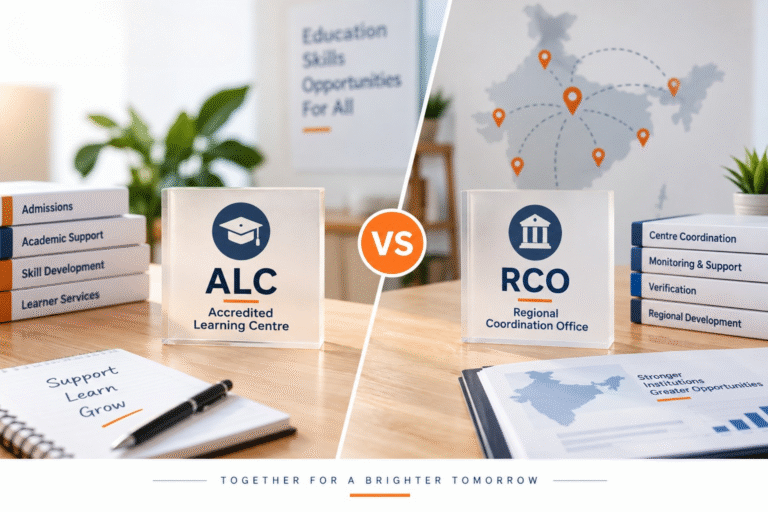 ALC vs RCO comparison showing ODLC learning centre and regional coordination office roles.